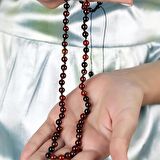 Makrome Örgülü Kırmızı Akik Doğaltaş Kadın Kolye