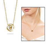 Üçlü Halka Tasarım Gold Renk Çelik Kadın Kolye