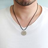 Ayetel Kursi Yazılı İp Zincirli 925 Ayar Gümüş Erkek Kolye