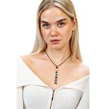 Zarif İp Zincirli Çakra Doğaltaş Kombinli Kadın Başarı Kolyesi