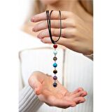 Zarif İp Zincirli Çakra Doğaltaş Kombinli Kadın Başarı Kolyesi