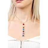 Kararmaz Metal Zincirli Çakra Doğaltaş Kombinli Kadın Başarı Kolyesi