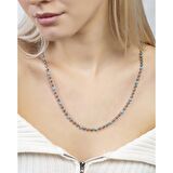 Gümüş Renk Kararmaz Metal Zincirli Firuze Doğaltaş Kombinli Kadın Kolye