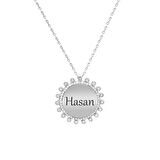 Zirkon Taşlı Güneş Tasarım Silver Renk Kişiye Özel İsim/Harf Yazılı 925 Ayar Gümüş Kadın Kolye