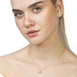 Zirkon Taşlı Göz Tasarım Rose Renk 925 Ayar Gümüş Kadın Kolye