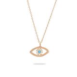 Zirkon Taşlı Göz Tasarım Rose Renk 925 Ayar Gümüş Kadın Kolye