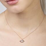 Zirkon Taşlı Göz Tasarım Rose Renk 925 Ayar Gümüş Kadın Kolye