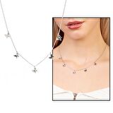 Kelebek Detaylı Silver Renk 925 Ayar Gümüş Kadın Şans Kolyesi