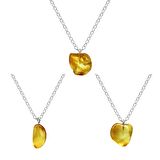 Doğal Form Bal Rengi Doğal Damla Taşlı Kolye