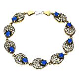 Zirkon ve Lacivert Ruby Taşlı 925 Ayar Gümüş Kadın Bileklik