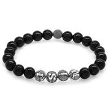 Oniks Metal Kombinli Kişiye Özel İsim Yazılı Küre Kesim Doğaltaş Bileklik