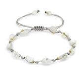 Makrome Örgülü Naturel Kesim Dorika Top Detaylı Ay Taşı Doğaltaş Kadın Bileklik