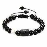 Makrome Örgülü Küre Kesim Aytaşı&Oniks Taşlı İkizler Burcu Doğaltaş Kadın Bileklik