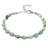 Gümüş Renk Metal Zincirli Dorika Top Süslemeli Amorf Amazonit Doğaltaş Erkek Bileklik