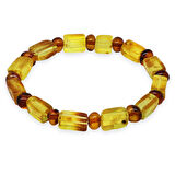 Sarı Soft Kırmızı Silindir Kesim Doğal Damla Kehribar Erkek Bileklik