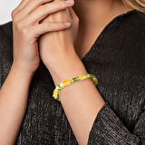 Sarı Yeşil Silindir Küp Kesim Doğal Damla Kehribar Kadın Bileklik