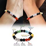 Küre Kesim Multicolor Doğaltaş Kombinli Kadın-Erkek Başarı Bilekliği (2li Set)