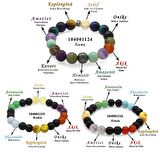 Küre Kesim Multicolor Doğaltaş Kombinli Erkek-Kadın-Genç Başarı Bilekliği(3lü Set)