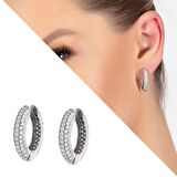 Starlight Diamond Zirkon Taşlı Maxi Halka Tasarım 925 Ayar Gümüş Küpe
