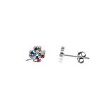 Multicolor Zirkon Taşlı Yonca Yaprağı Tasarım 925 Ayar Gümüş Kadın Küpe