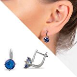 Mistik Topaz Taşlı Oval Tasarım 925 Ayar Gümüş Küpe