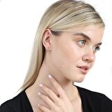Zincir Tasarım Yarım Tur Rose Renk 925 Ayar Gümüş Kadın Küpe
