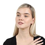 Sıralı Zirkon Taşlı Rose Renk Tam Tur 925 Ayar Gümüş Kadın Küpe