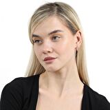 Beyaz Zirkon Taşlı Üç Sıralı Rose Renk 925 Ayar Gümüş Kadın Küpe