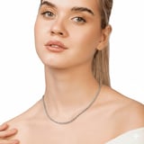 Kadın Çelik Zincir - Burma Model - Gümüş Renk - 40 cm Uzunluk - 3,0 mm Genişlik