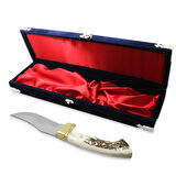 Özel Kutulu Geyik Boynuzu Kabzalı Kişiye Özel İsim Yazılı 4116 Çelik Komando Avcı/Kamp Bıçağı