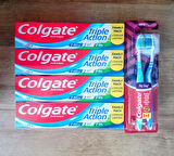 COLGATE 5'li Set ( Triple Action 150 ml Diş Macunu x 4 Adet + Zig Zag 1+1 Diş Fırçası x 1 Adet )