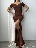 Rose's Boutiqe All About Women Kadın Dalgıç Kumaş Kayık Yaka Ve Dekolte Detaylı Elbise
