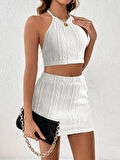 Rose's Boutiqe All About Women Kadın Kolsuz Mini Erer Crop Ikili Triko Takım