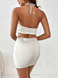 Rose's Boutiqe All About Women Kadın Kolsuz Mini Erer Crop Ikili Triko Takım