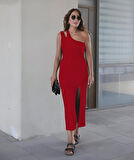 Rose's Boutiqe All About Women Kadın Tek Omuz Damla Detay Yırtmaçlı Krep Elbise