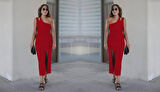 Rose's Boutiqe All About Women Kadın Tek Omuz Damla Detay Yırtmaçlı Krep Elbise