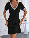 Rose's Boutiqe All About Women Kadın Siyah Pul Payet Detay Krep Kumaş Elbise