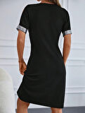 Rose's Boutiqe All About Women Kadın Siyah Pul Payet Detay Krep Kumaş Elbise