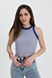 Rose's Boutiqe All About Women Atlet Geniş Biyeli Çizgili Kaşkorse - SaksMavisi