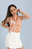 Rose's Boutiqe All About Women Atlet Geniş Biyeli Desenli Kaşkorse - Oranj