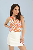 Rose's Boutiqe All About Women Atlet Geniş Biyeli Desenli Kaşkorse - Oranj