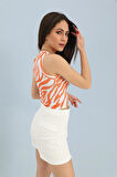 Rose's Boutiqe All About Women Atlet Geniş Biyeli Desenli Kaşkorse - Oranj