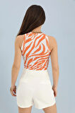 Rose's Boutiqe All About Women Atlet Geniş Biyeli Desenli Kaşkorse - Oranj