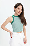 Rose's Boutiqe All About Women Atlet Geniş Biyeli Çizgili Kaşkorse - Zümrüt