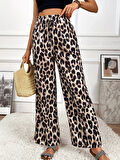 Rose's Boutiqe All About Women Kadın Yüksek Bel Beli Lastikli Bağcıklı Leopar Desenli Süprem Pantolon