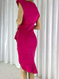 Rose's Boutiqe All About Women Kadın Önü Fırfırlı Midi Boy Elbise