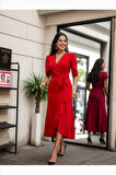 Rose's Boutiqe All About Women Kadın Kruvaze Yaka Midi Boy Kuşaklı Krep Elbise 120 Cm