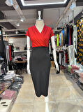 Rose's Boutiqe All About Women Kadın Kısa Kollu Kruvaze Yaka Krep Elbise (Kemersiz)
