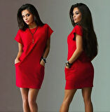 Rose's Boutiqe All About Women Kadın Kısa Kollu Bisiklet Yaka Cep Detay Iki Iplik Elbise