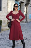 Rose's Boutiqe All About Women Kadın Uzun Kollu Göğüs Ve Sırt Dekolteli Krep Midi Boy Elbise